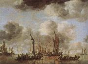Jan van de Cappelle A Shipping Scene with Dutch Yacht oil painting artist